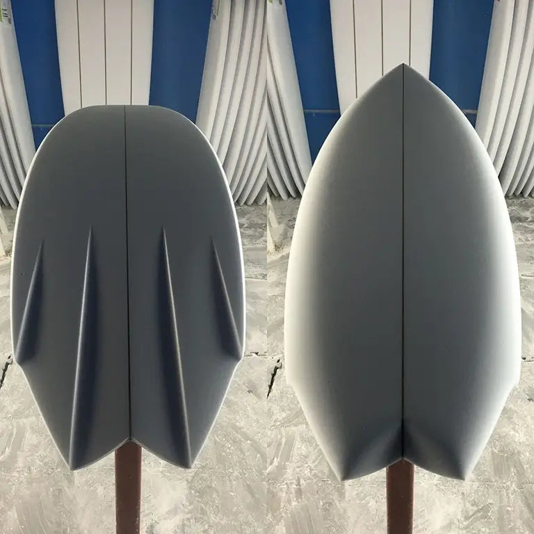 Revenant Twin Fin Surfboard WIP Shop Shaping Front and Back
