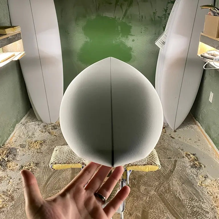 Tear Drop Single Fin Surfboard WIP Shop Shaping