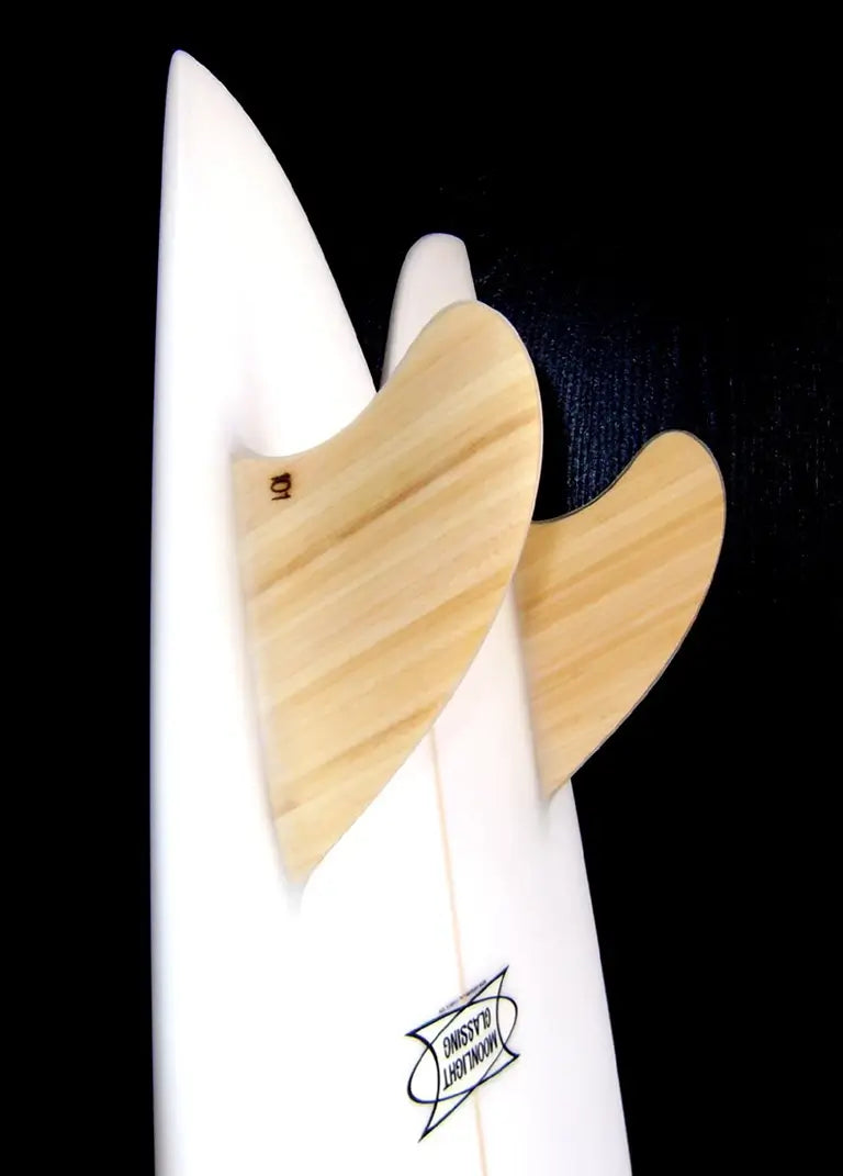 Closeup Fins Wood Detail DK Surfbaords