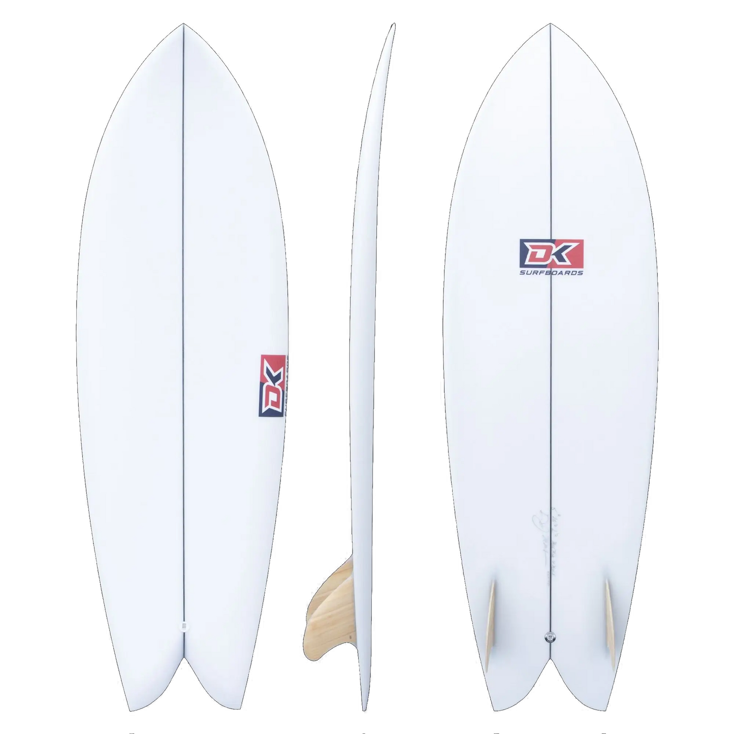 Keel Fish Surfboard White Front Back Side