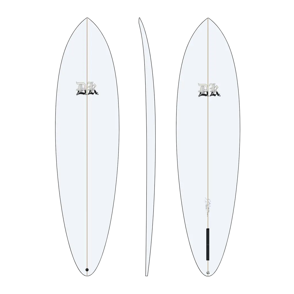 Tear Drop Single Fin Surfboard Front Back Side