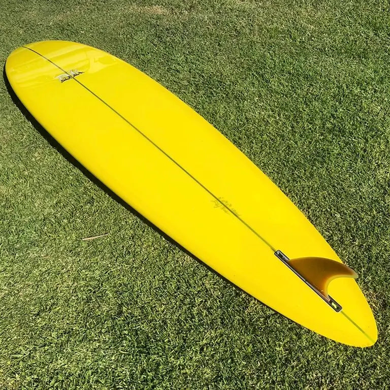 Tear Drop Single Fin Surfboard Yellow with Fin