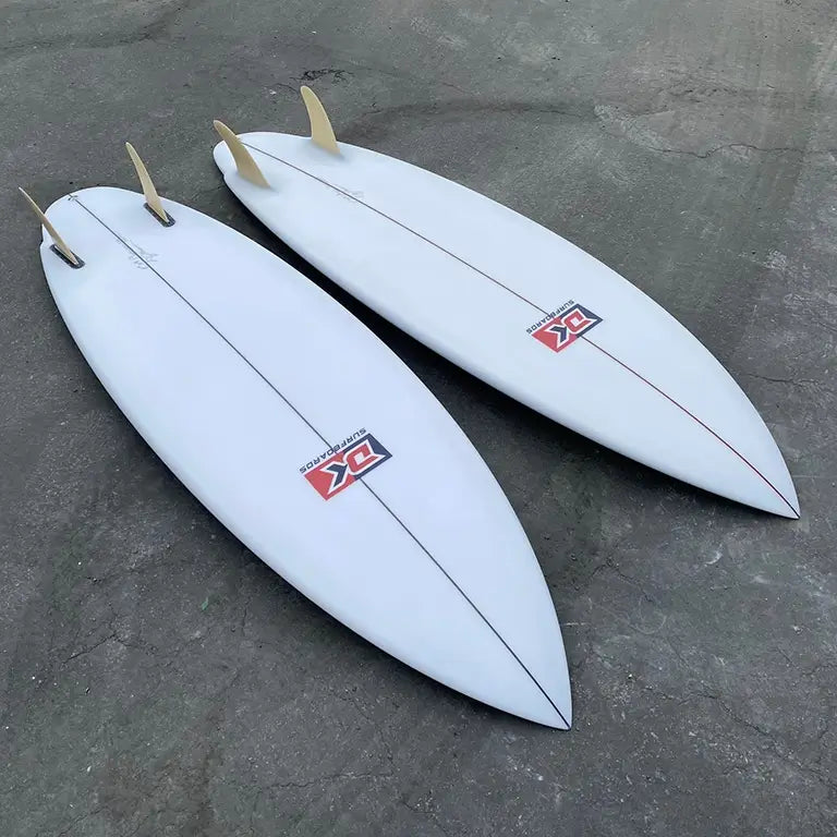 Twin Cousin Surfboard 2 Boards Back with Fins