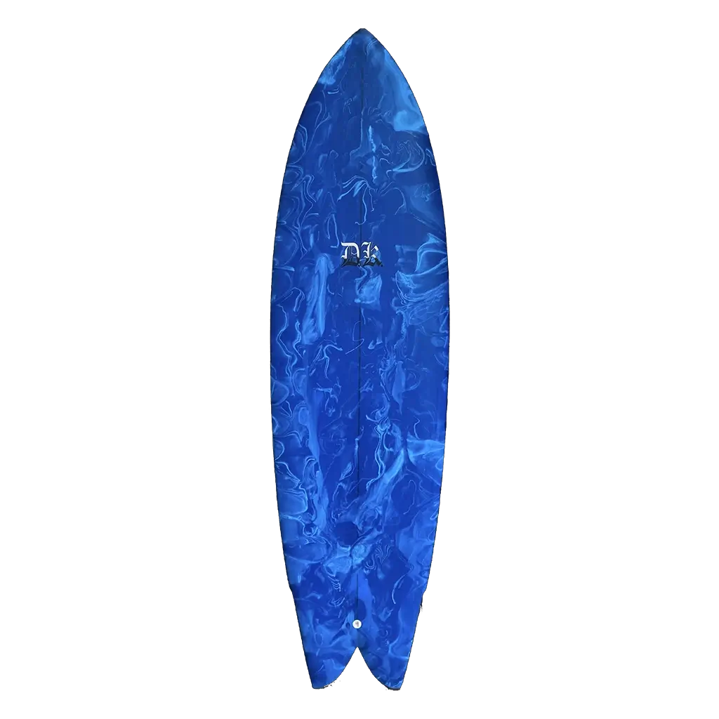 Twinzer Fish Surfboard Blue Liquid Graphics Front